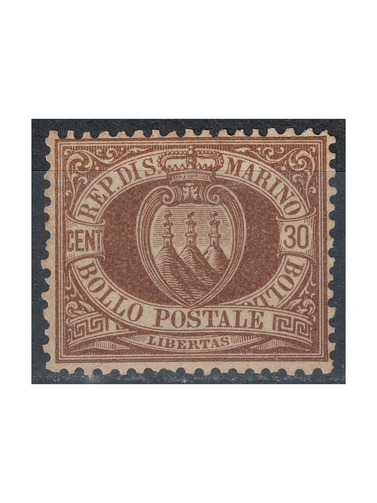 SAN MARINO 1877-90 30c bruno MH* © (Lusso)
