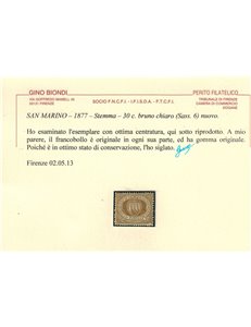 SAN MARINO 1877-90 30c bruno MH* © (Lusso)