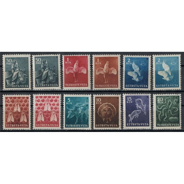 TRIESTE B 1950 Animali domestici 12v MNH**