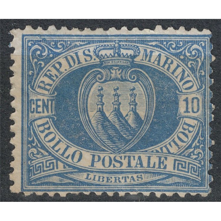 SAN MARINO 1877-90 10c oltremare MNH**
