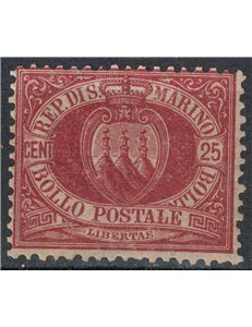 SAN MARINO 1877-90 25c brown lacquer MNH**