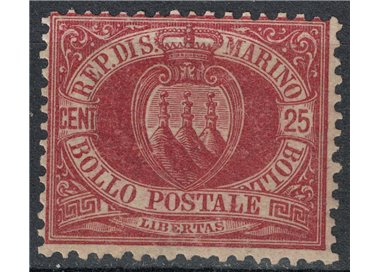 SAN MARINO 1877-90 25c brown lacquer MNH**