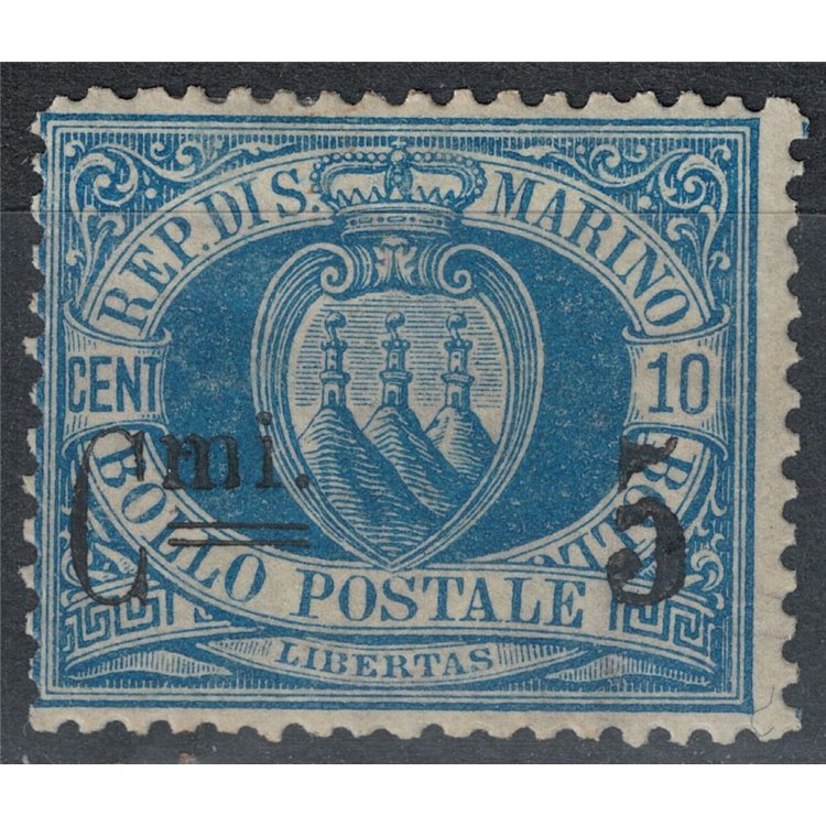 SAN MARINO 1892 5c on 10c blue MNH**