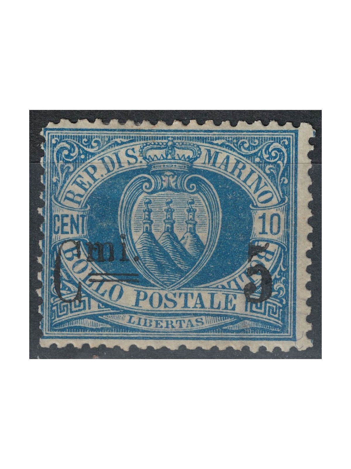SAN MARINO 1892 5c on 10c blue MNH**