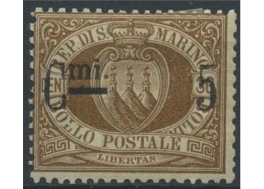 SAN MARINO 1892 5c su 30c bruno MNH**