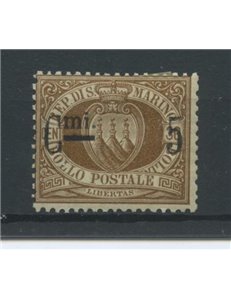 SAN MARINO 1892 5c su 30c bruno MNH**