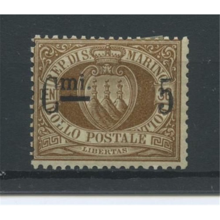 SAN MARINO 1892 5c su 30c bruno MNH**