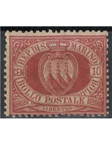 SAN MARINO 1894-99 10c rosso bruno cupo MNH**