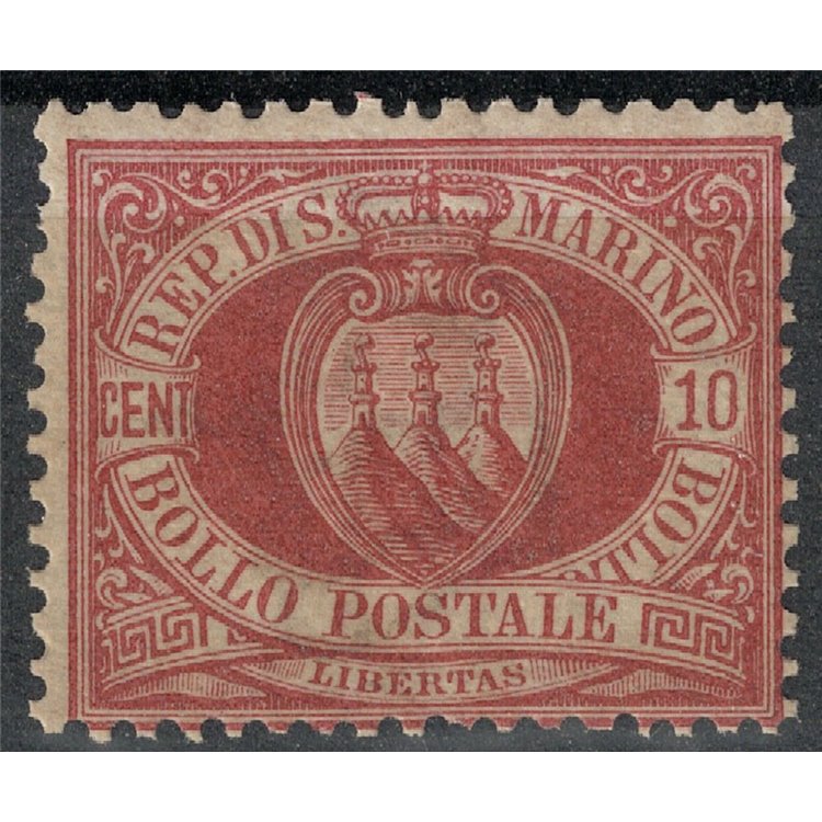 SAN MARINO 1894-99 10c rosso bruno cupo MNH**