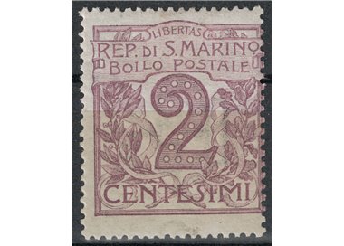SAN MARINO 1903 2c violetto bruno MNH**
