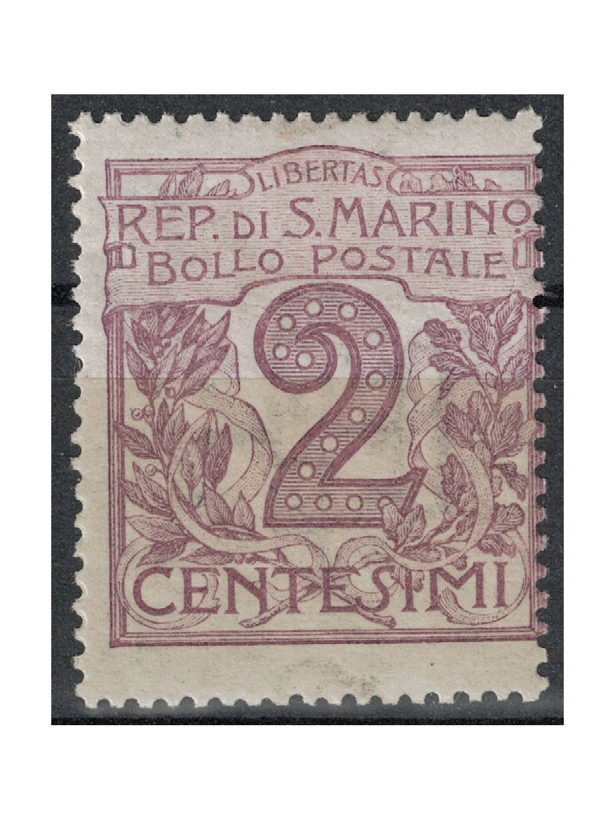 SAN MARINO 1903 2c violetto bruno MNH**