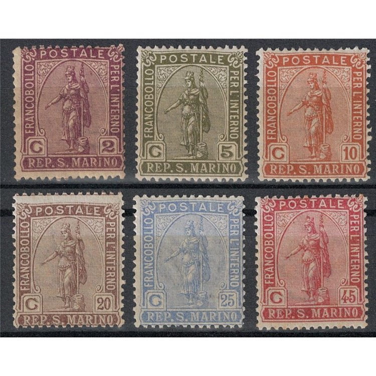 SAN MARINO 1922 Statue of Liberty (Domestic Service) 6v MNH**
