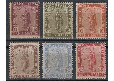 SAN MARINO 1922 Statua della Libertà (Servizio interno) 6v MNH**