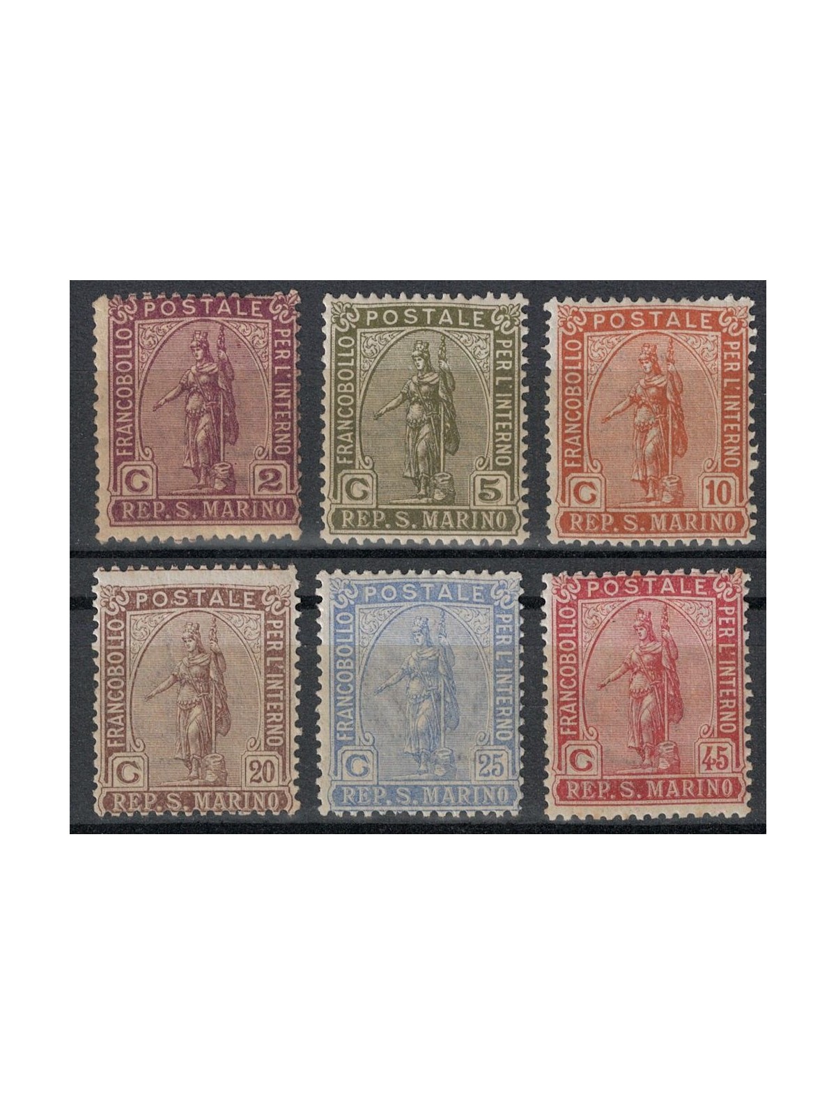 SAN MARINO 1922 Statua della Libertà (Servizio interno) 6v MNH**