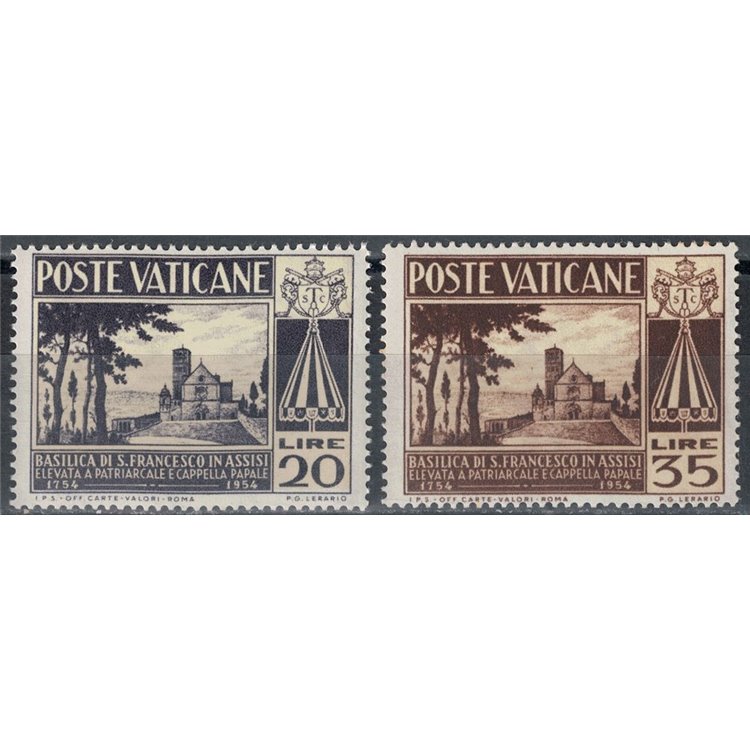 VATICAN 1954 Basilica of St. Francis 2v MNH**