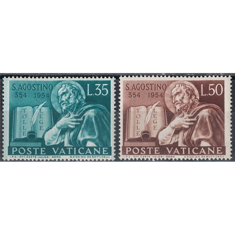 VATICANO 1954 Sant'Agostino 2v MNH**