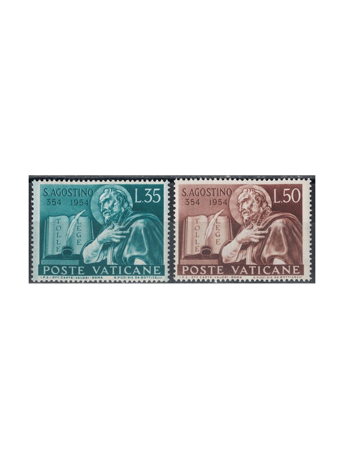 VATICANO 1954 Sant'Agostino 2v MH*
