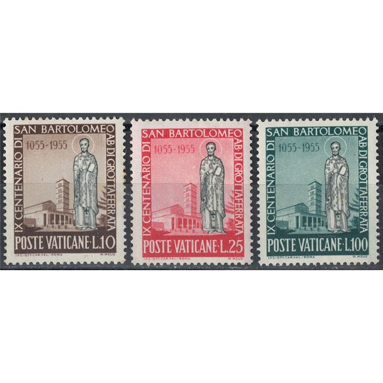VATICANO 1955 San Bartolomeo 3v MNH**