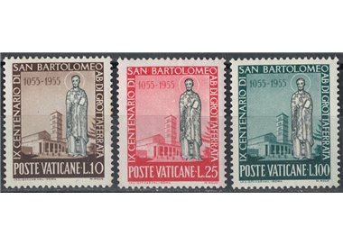 VATICANO 1955 San Bartolomeo 3v MNH**