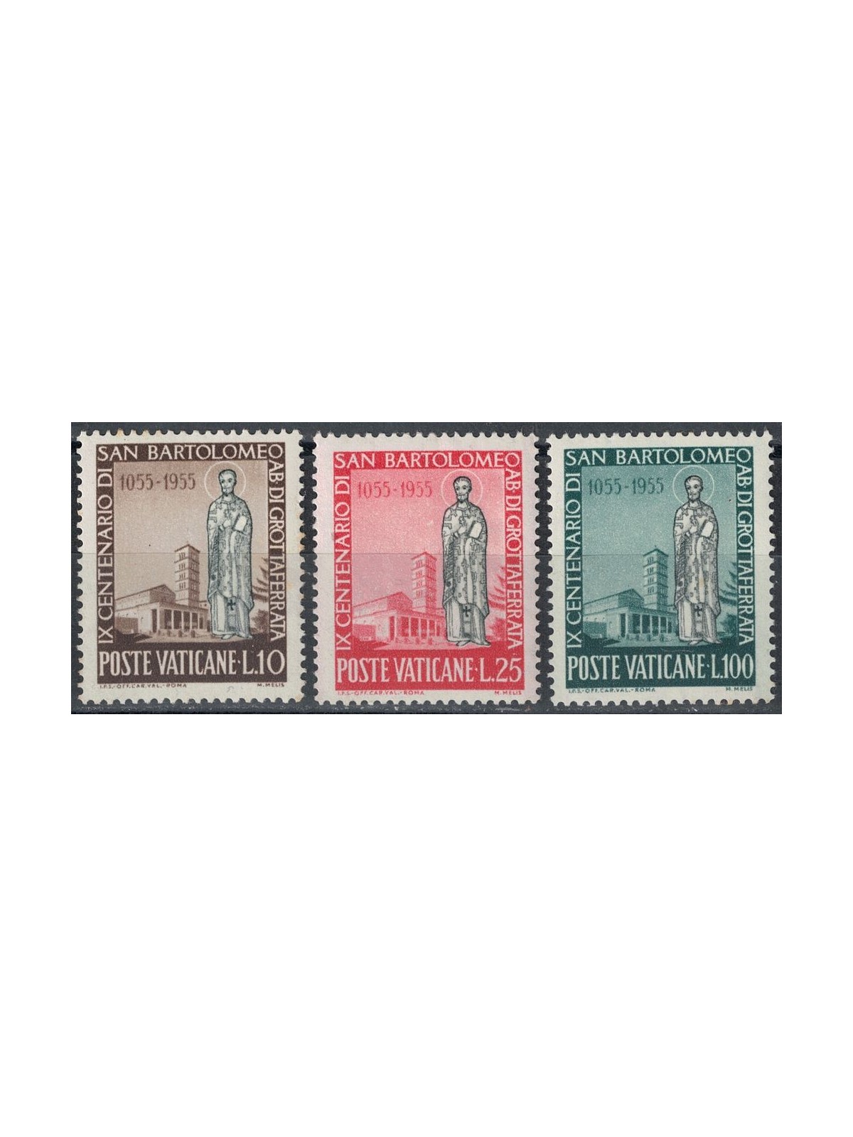 VATICANO 1955 San Bartolomeo 3v MNH**