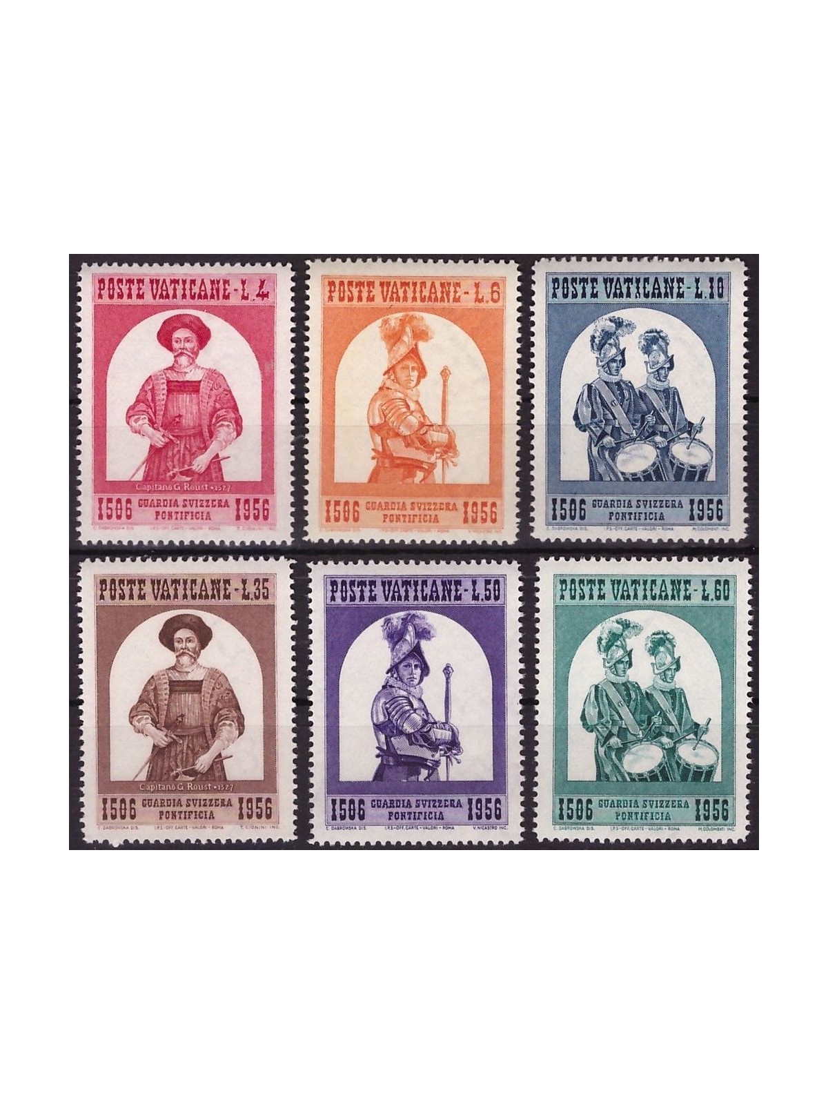 VATICAN 1956 Swiss Guard 6v MNH**