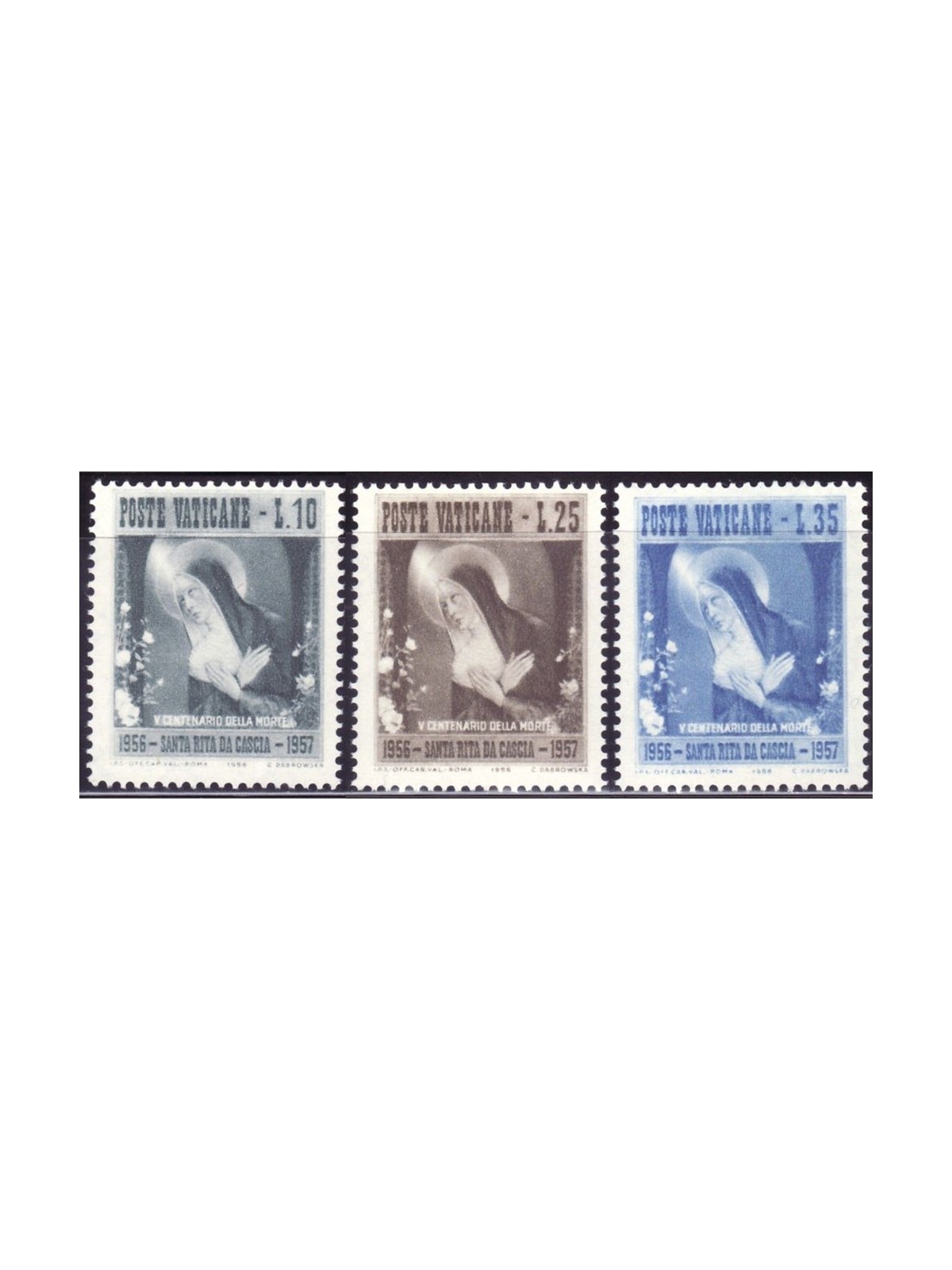 VATICAN 1956 Saint Rita of Cascia 3v MNH**