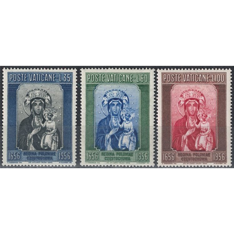 VATICAN 1956 Black Madonna of Poland 3v MNH**