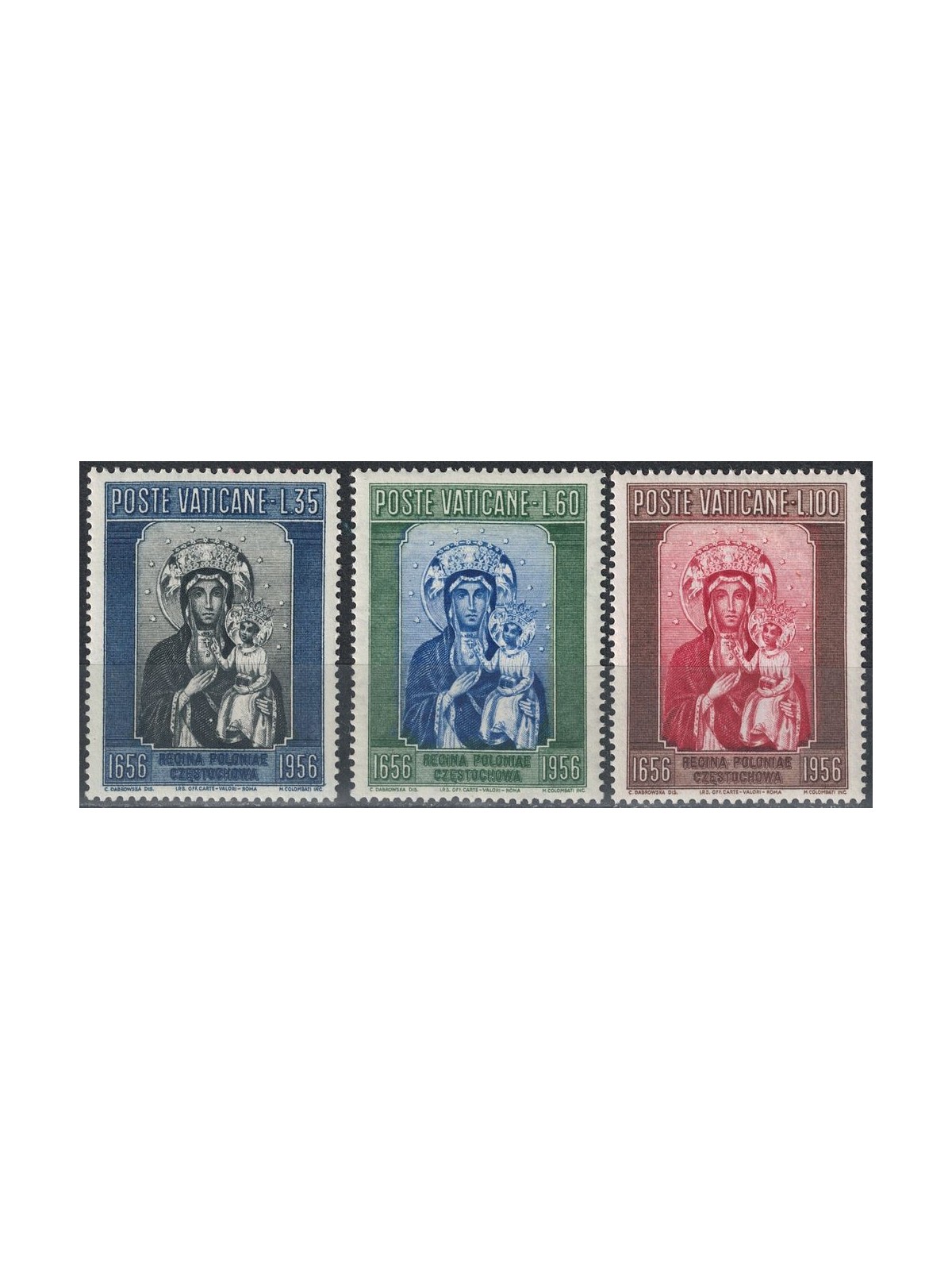 VATICANO 1956 Madonna Nera di Polonia 3v MNH**