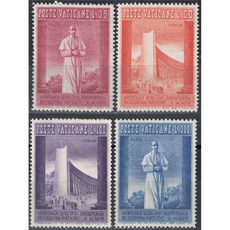 VATICAN 1958 Universal Exhibition of Brussels 4v MNH**