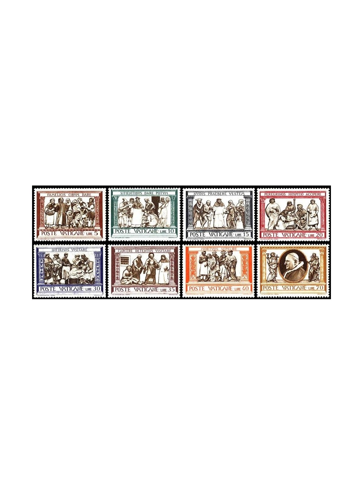 VATICANO 1960 Opere di Misericordia 8v MNH**