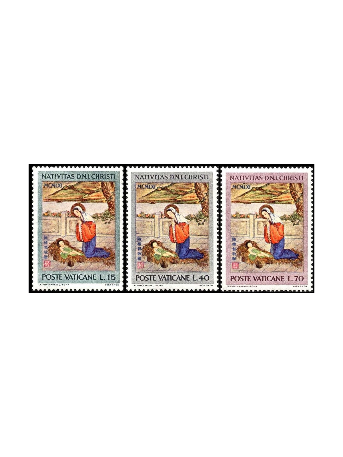 VATICANO 1961 Natale 3v MNH**