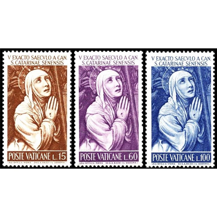 VATICAN 1962 Saint Catherine of Siena 3v MNH**