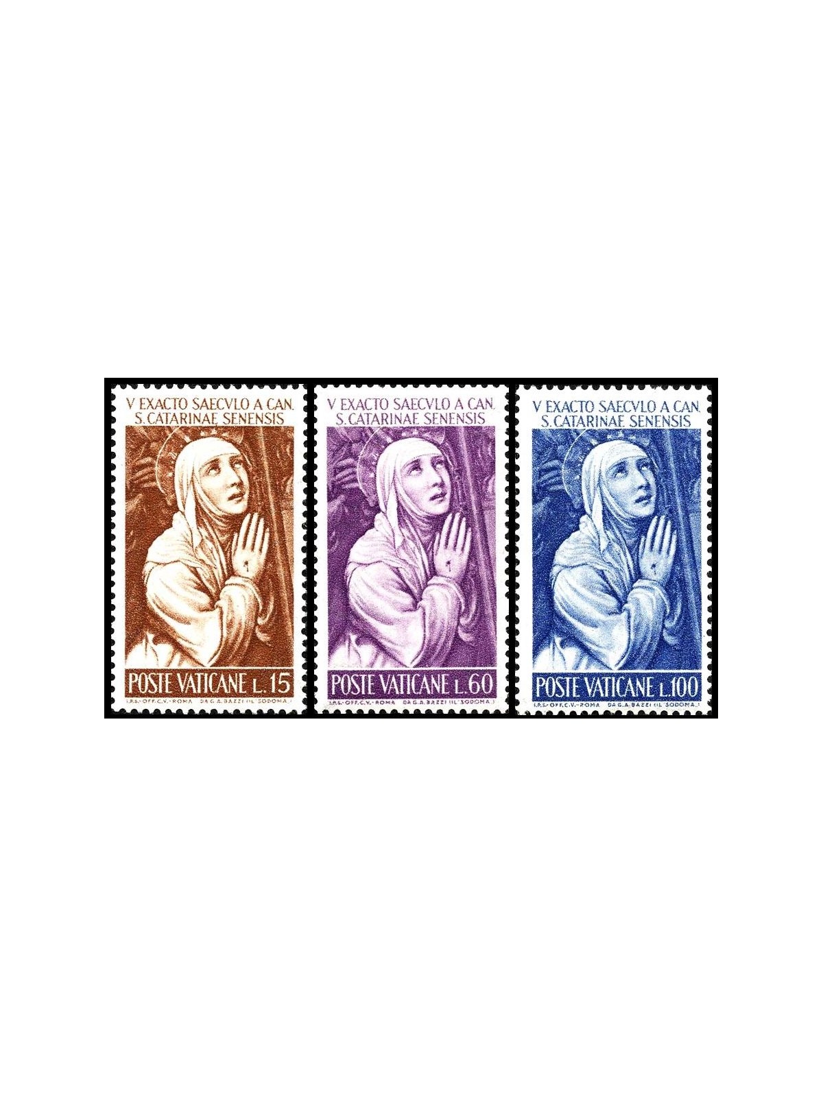 VATICANO 1962 Santa Caterina da Siena 3v MNH**