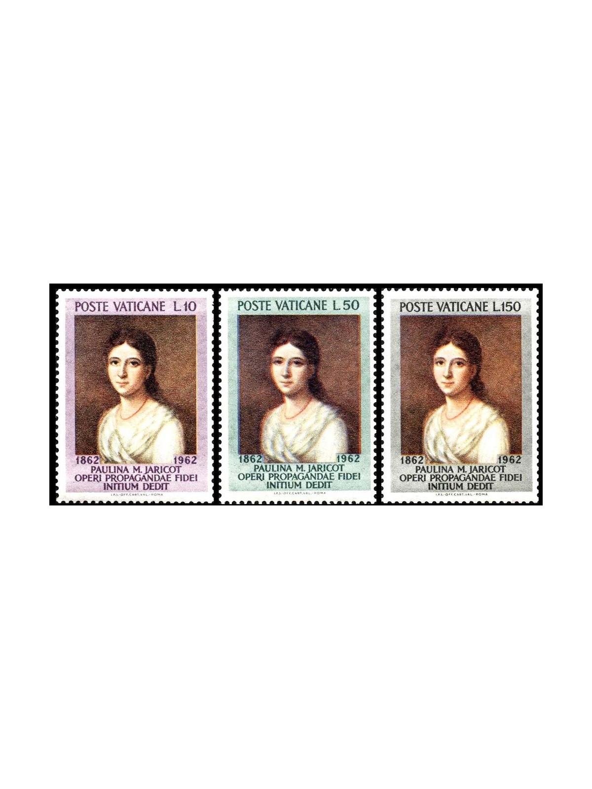 VATICAN 1962 Pauline Marie Jaricot 3v MNH**