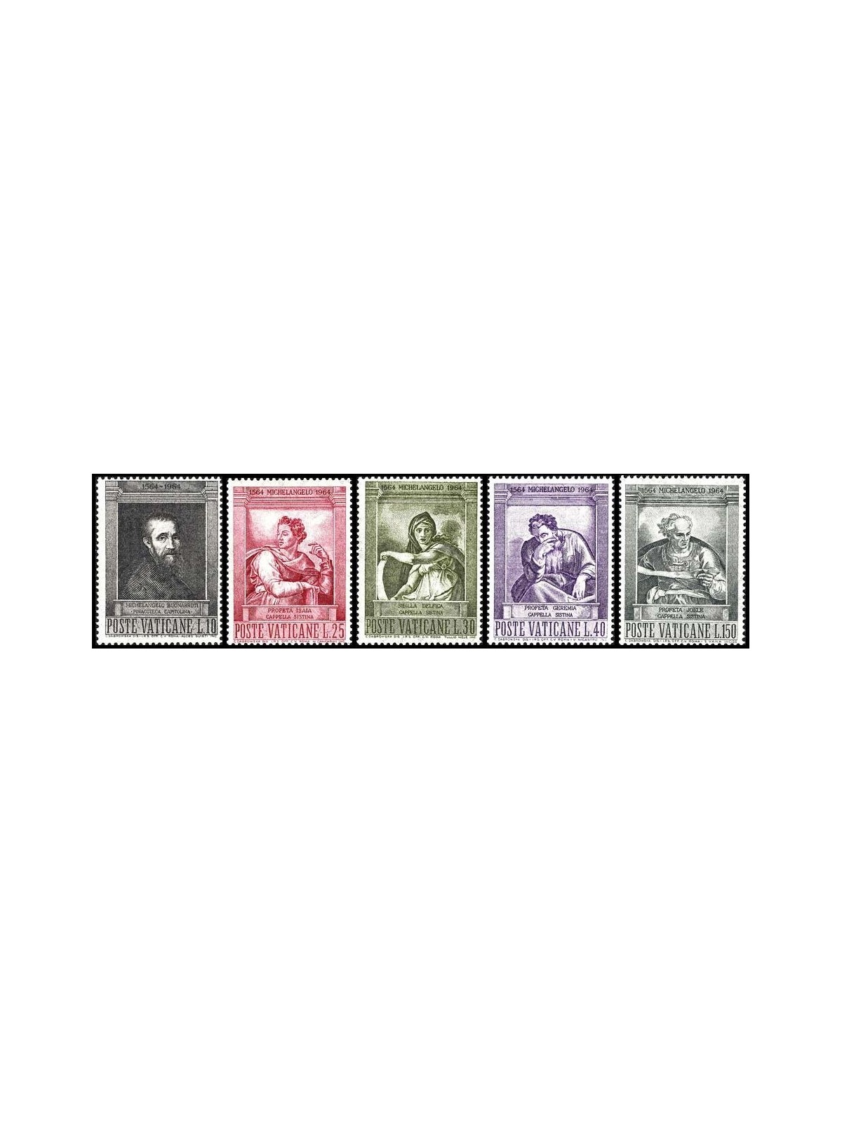 VATICAN 1964 Michelangelo Buonarroti 5v MNH**