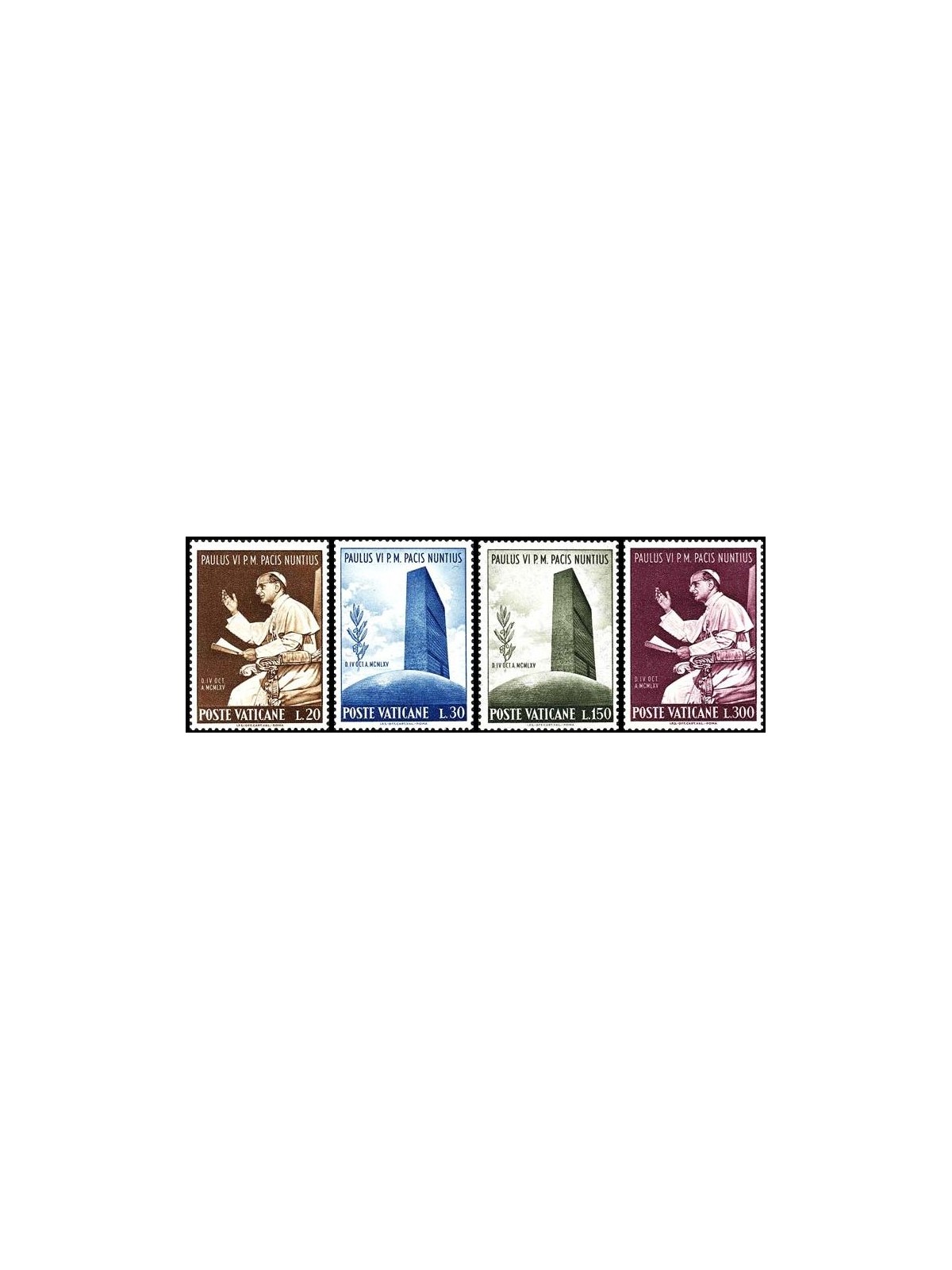 VATICAN 1965 UN visit 4v MNH**