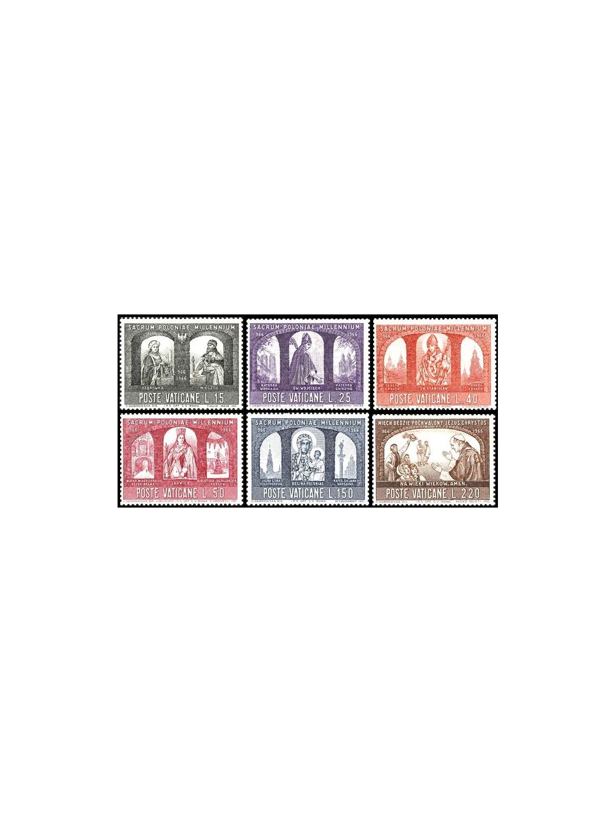 VATICAN 1966 Catholic Millennium 6v MNH**