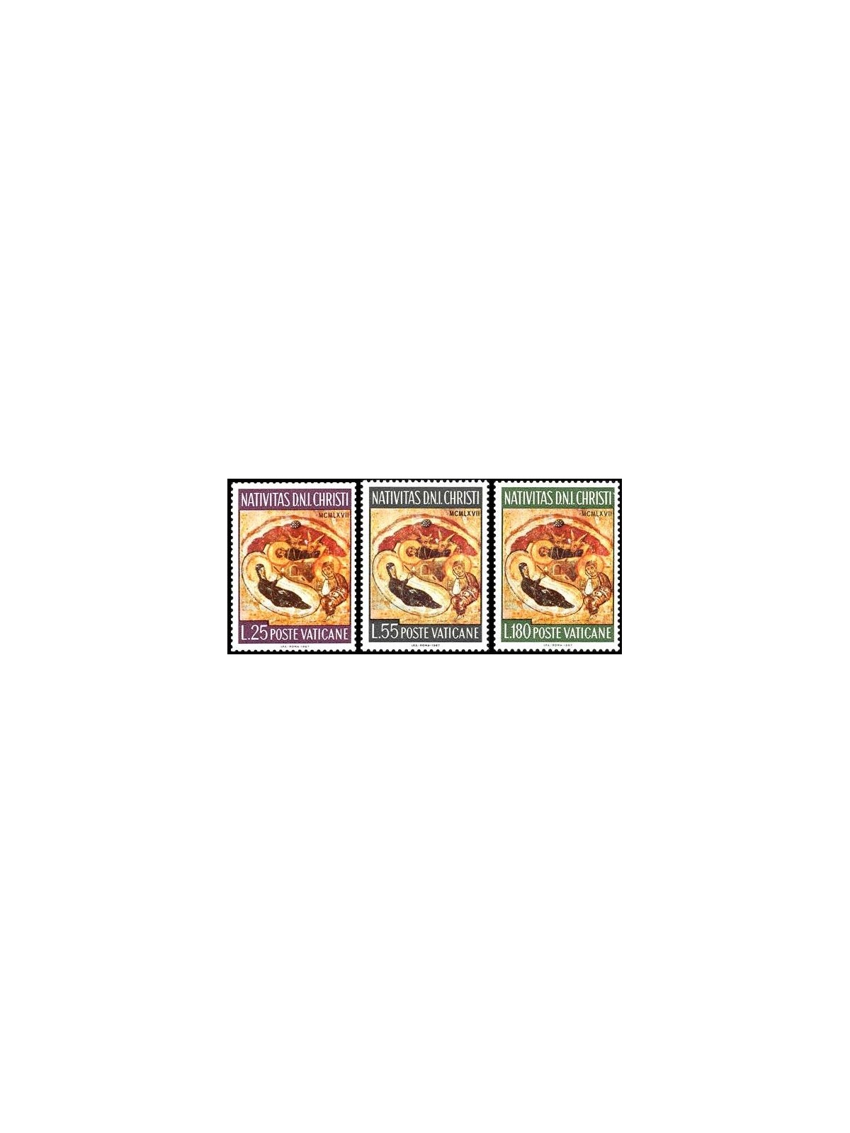 VATICAN 1967 Christmas 3v MNH**