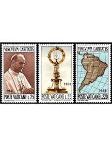 VATICANO 1968 Viaggio di Paolo VI a Bogotà 3v MNH**