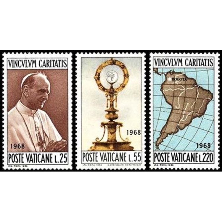 VATICANO 1968 Viaggio di Paolo VI a Bogotà 3v MNH**