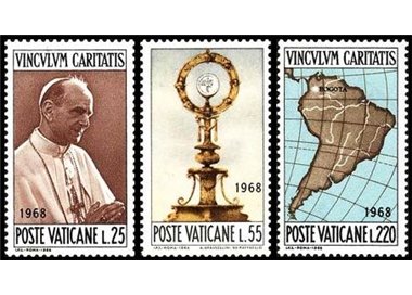 VATICANO 1968 Viaggio di Paolo VI a Bogotà 3v MNH**