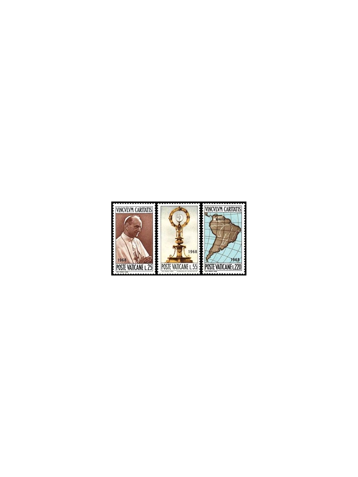 VATICAN 1968 Trip of Paul VI to Bogota 3v MNH**