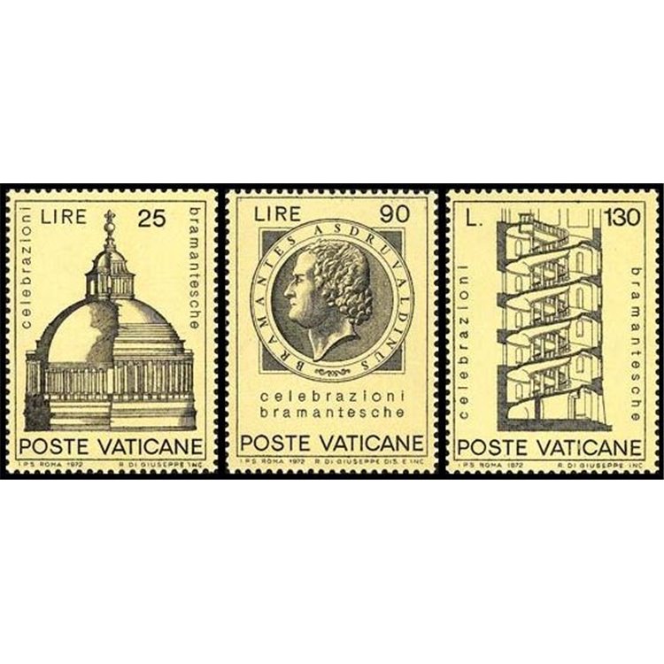 VATICAN 1972 Bramante Celebrations 3v MNH**