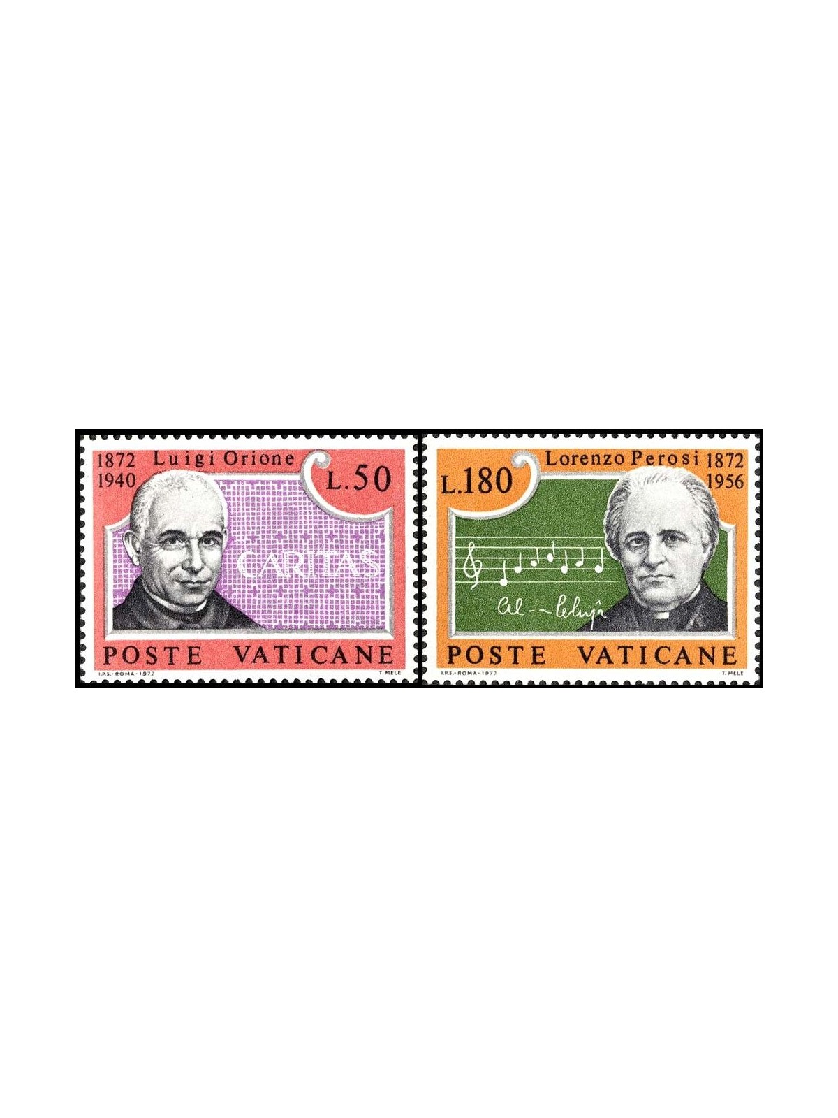 VATICANO 1972 Don Luigi Orione e Lorenzo Perosi 2v MNH**