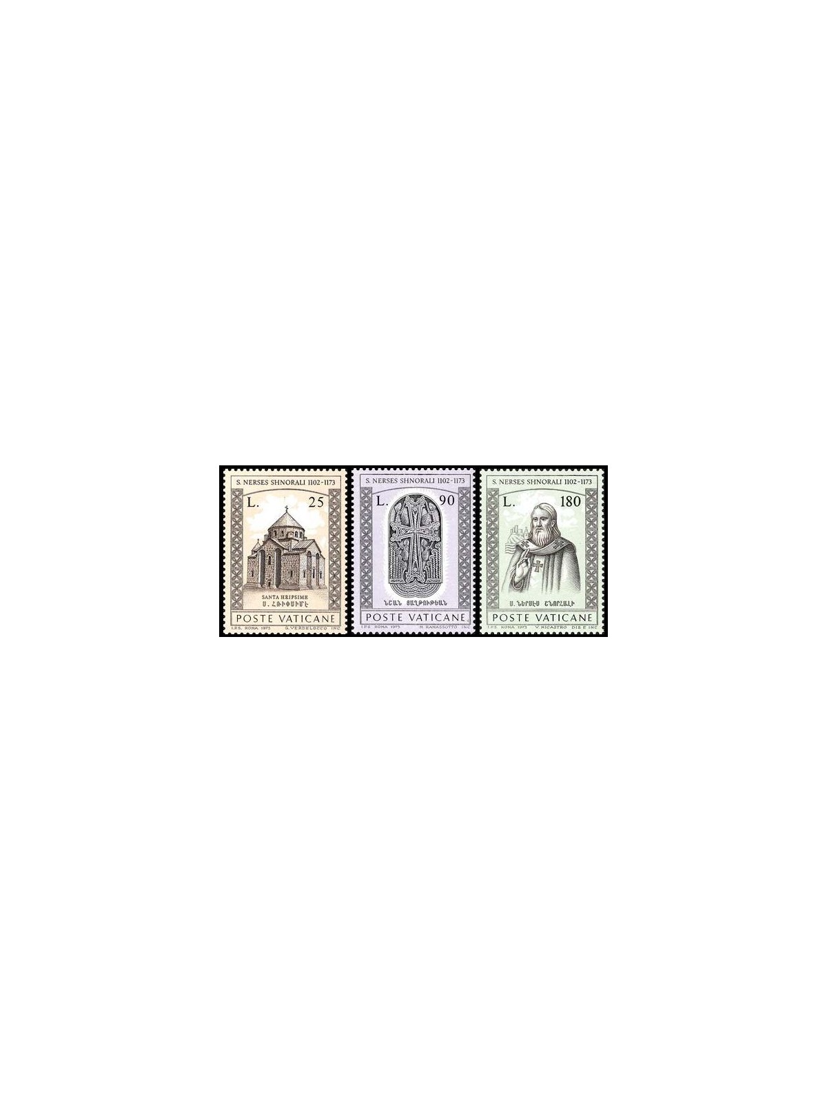 VATICAN 1973 San Narses Shnorali 3v MNH**