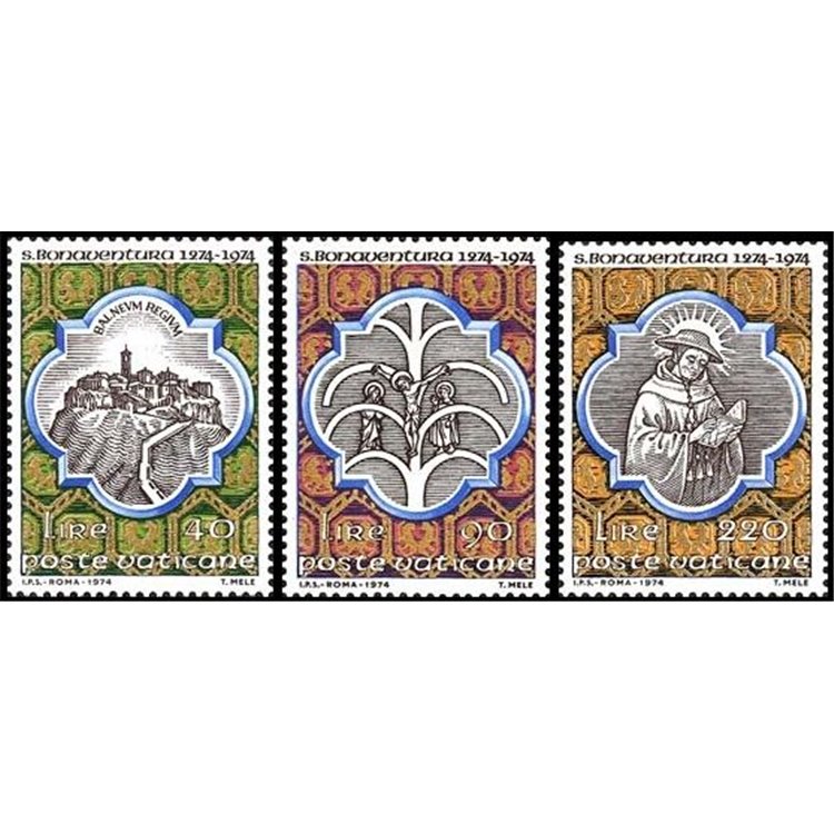 VATICANO 1974 San Bonaventura 3v MNH**