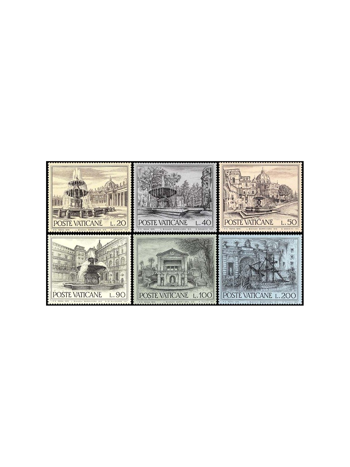 VATICAN 1975 Architectural Heritage 6v MNH**