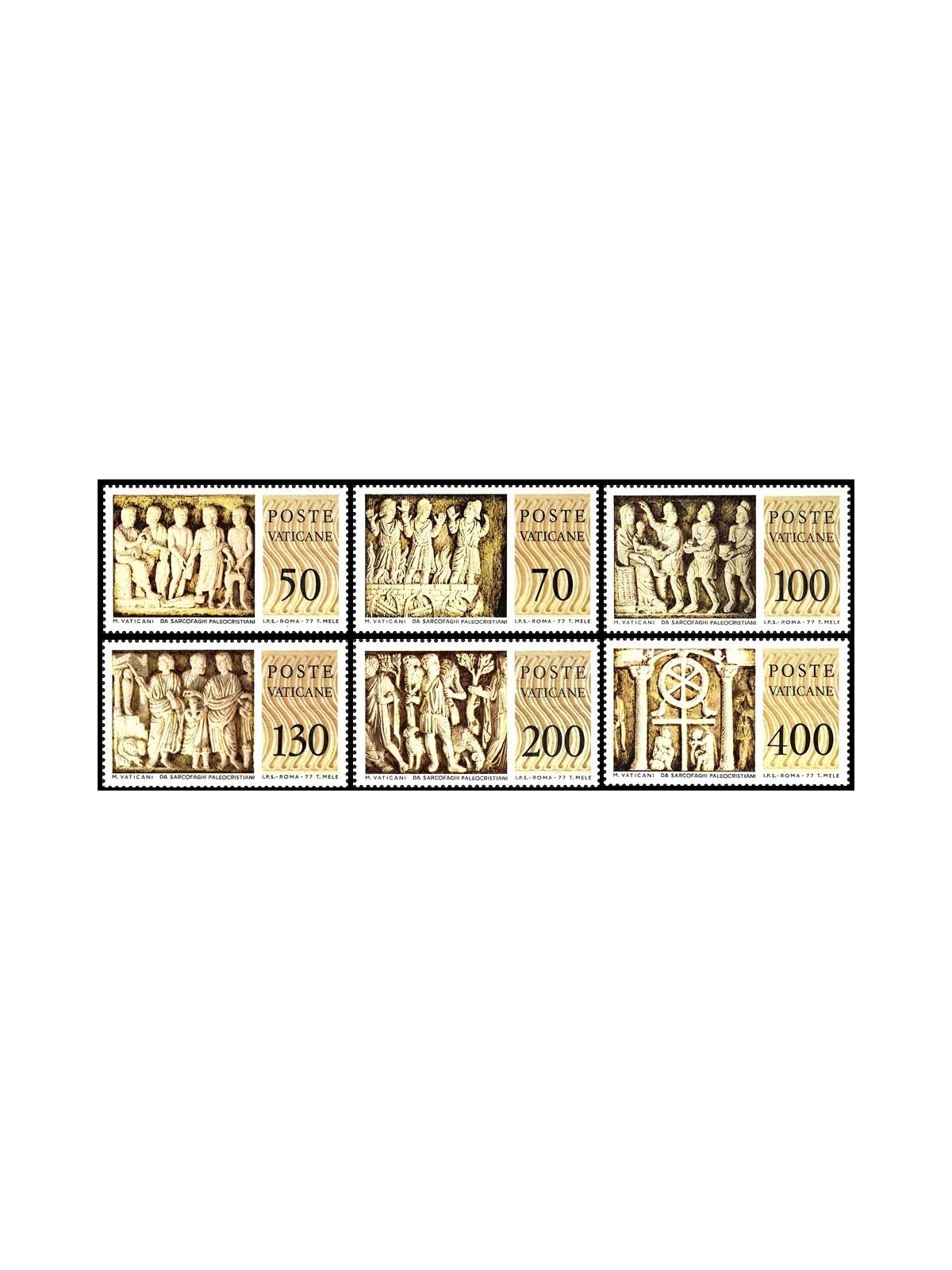 VATICAN 1977 Early Christian sarcophagi 6v MNH**