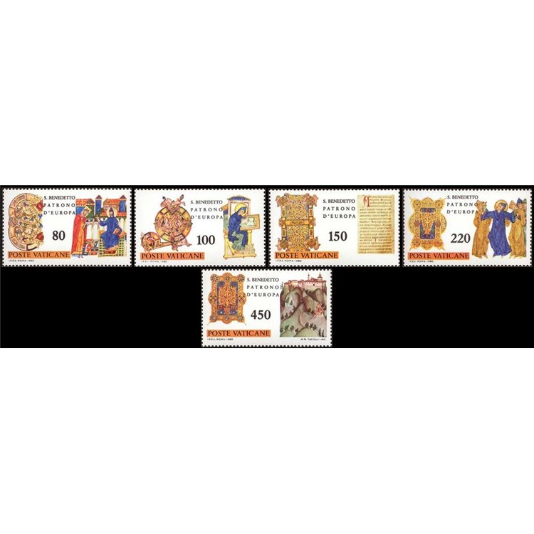 VATICAN 1980 Saint Benedict of Nursia 5v MNH**