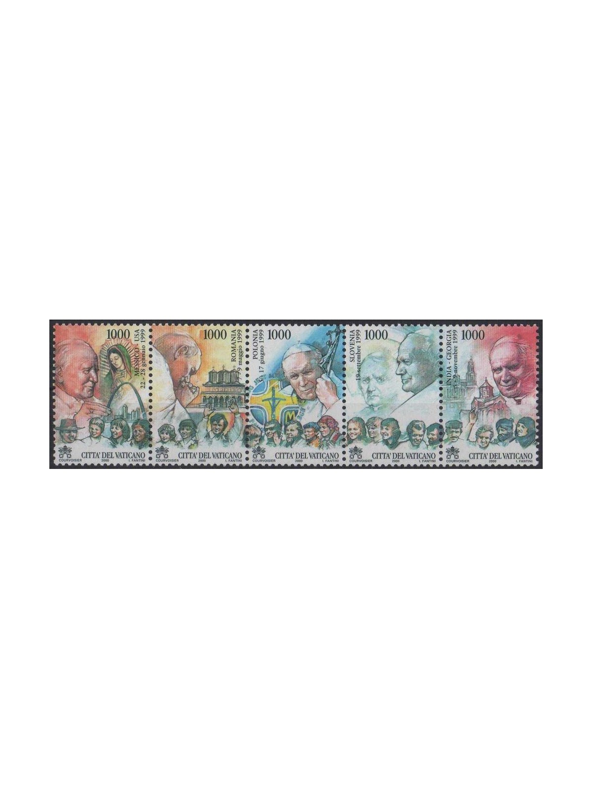 VATICANO 2000 Viaggi di Giovanni Paolo II 5v MNH**